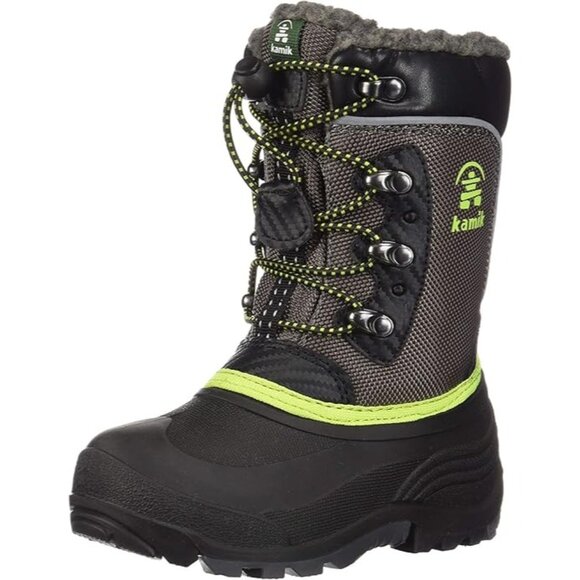 Kamik Kids Luke3 Winter Snow Boots Size 2 Waterproof Insulated Yellow Black - Picture 1 of 14
